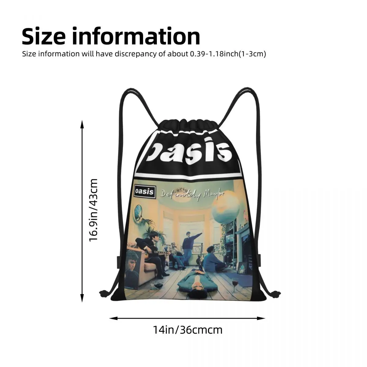 O-Oasis Rock Band Drawstring Bags Sports Backpack Gym Sackpack String Bag for Cycling 6