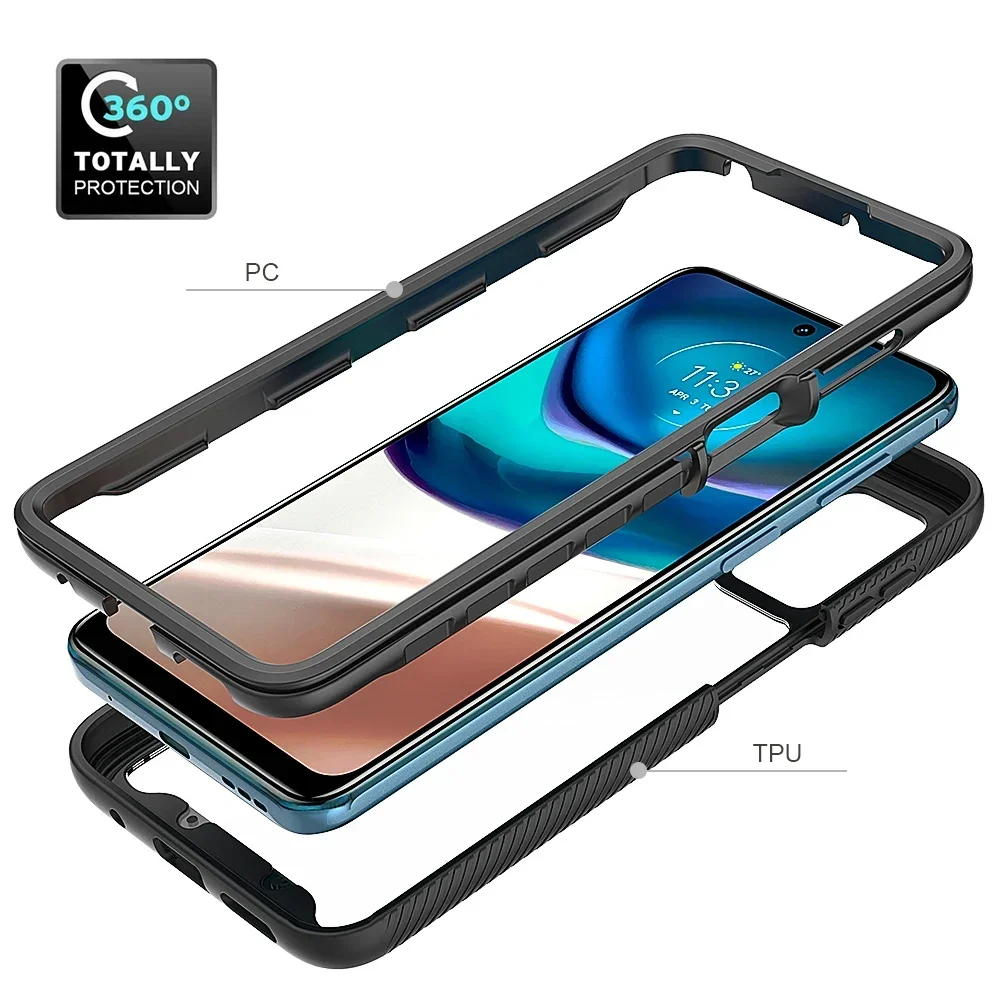 Hybrid Rugged Shockproof Transparent Phone Case with TPU Frame