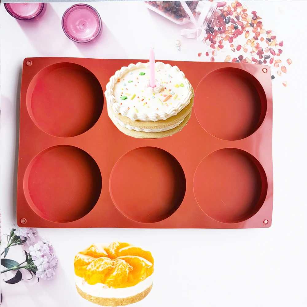 

6 holes Disc Cake Silicone Mold 3D Mousse Handmade Pastry Jelly Egg Tart Bread Mold Baking Tool