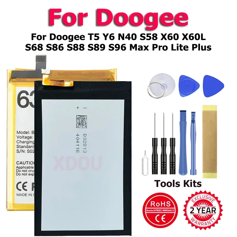 

Аккумулятор XDOU Doogee X60 BAT16514300 BAT16464500 Для Doogee T5 Y6 N40 S58 X60 X60L S68 S86 S88 S89 S96 Max Pro Lite Plus + инструмент