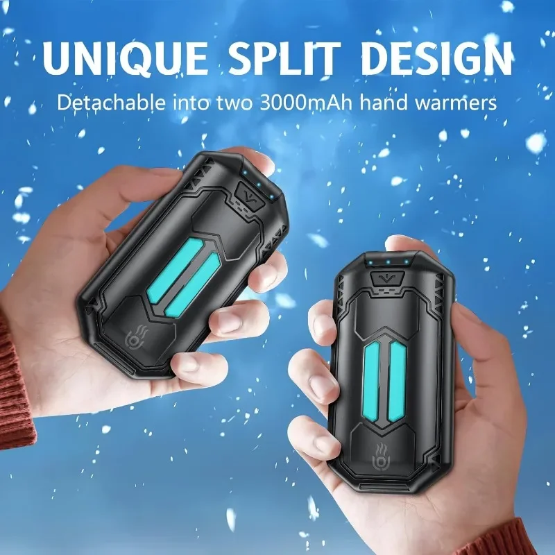 Portable Hand Warmer Electric Heater AI Hand Warmers Rechargeable 2 Pack 6000mAh Electric Hand Warmers with 3 Heat Settings 20Hrs Long Lasting Portable Pocket Heater