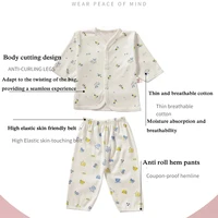 Vêtements pour bébés de 0 à 3 mois, sous-vêtements de maison pour nouveau-né, dessin animé, boutons en coton, vêtements pour bébés filles et garçons, haut à manches longues + pantalon Long 6