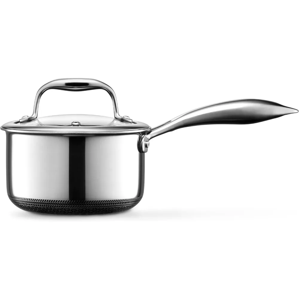 Hybrid Nonstick 1-Quart Saucepan with Tempered Glass Lid, Stay-Cool Handle, Dishwasher Safe, Induction Ready,