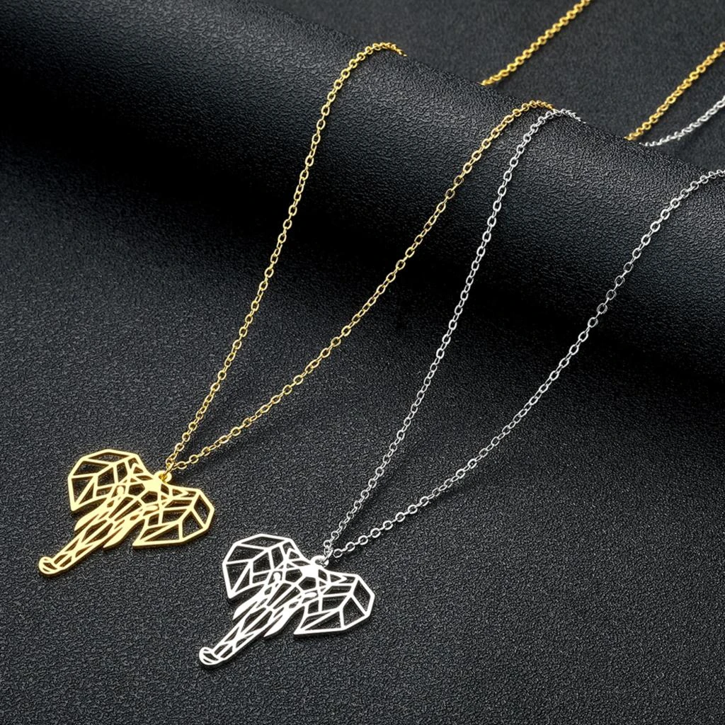 Chereda Origami Elephant Geometric Elephant Animal Jewelry Elephant Head Necklace African Necklace Batch Send| | - AliExpress