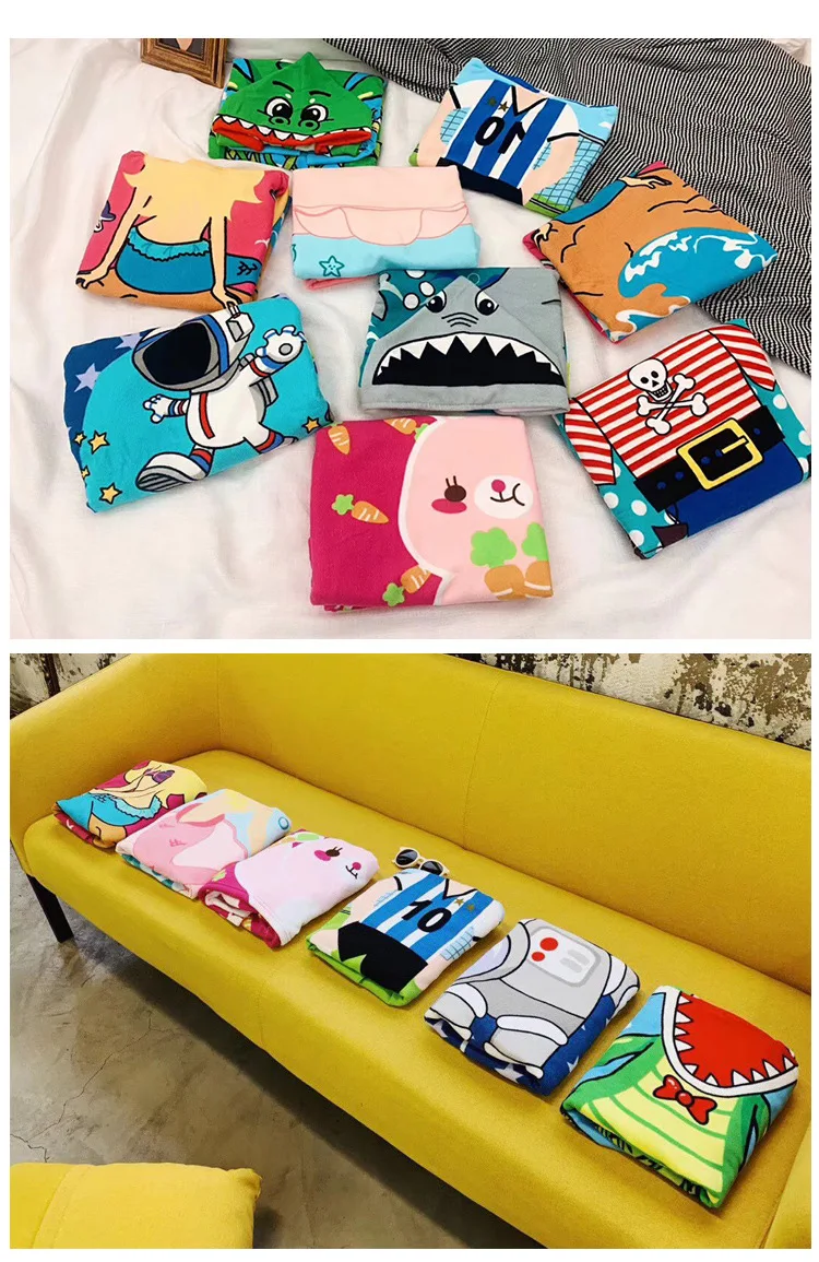 Baby Bathrobe Cartoon Animals Blanket Cartoon Child Kid Hooded Cloak Infant Bathrob Baby Bath Towel Robe Cotton Boy Girl Beach Robe Astronaut