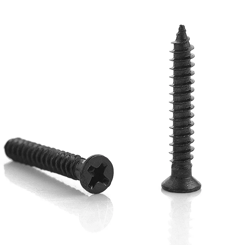 100pcs M1.2-M2.5 Black Carbon Steel Cross Flat Countersunk Head Mini Self Tapping Screw self tapping screw kit self tapping screw tapping screws