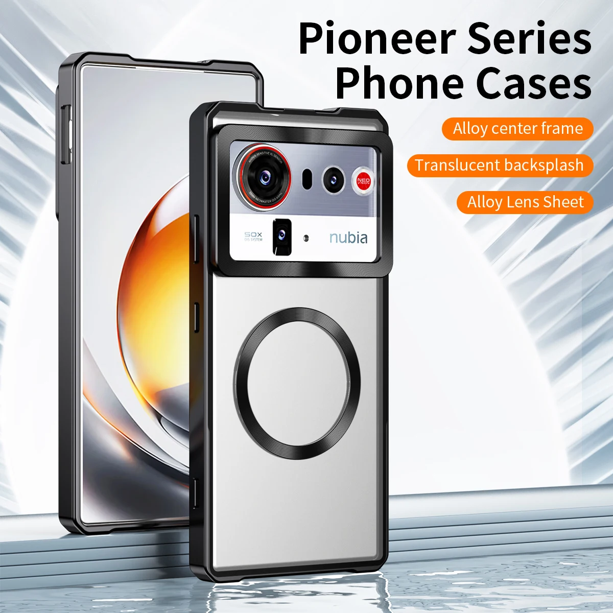 Magnetic Translucent Frosted Detachable Case with Metal Frame Cover