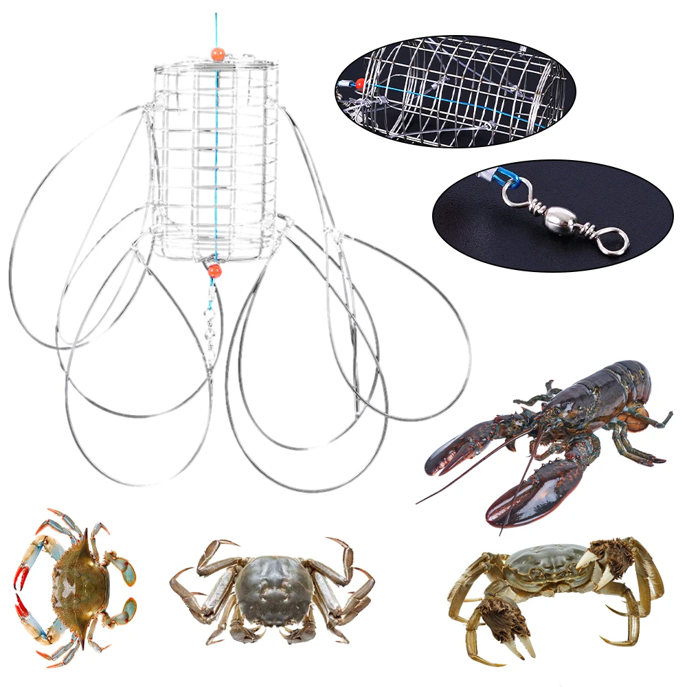 Crab Catching Tool Lure Trap Stainless Steel Bait Cage Fish Cage Feeder Fishing Tackle Suitable Crab Shrimp Crawfish Trap Cage outdoor ranch fly trap reusable fly catcher killer cage net trap pest bug green fly cage fly trap lure trap