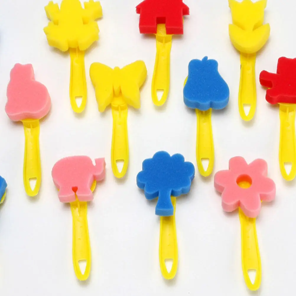 12Pcs 페인팅 스폰지 브러쉬 세트 부드러운 손잡이 크리 에이 티브 아트 페인팅 드로잉 낙서 DIY 용품 상상력