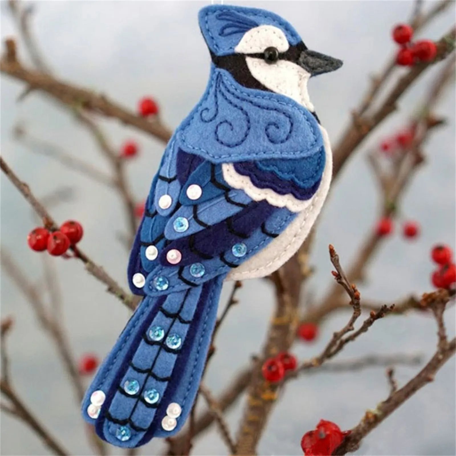 Christmas Mini Balls Acrylic Red Bird Ornaments Thanksgiving Bird Decorative Fashion Hanging Ornaments Pearl Garland новый год 2