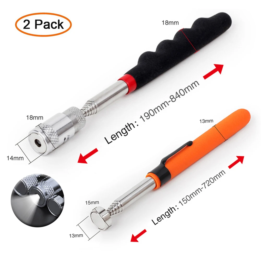 craftsman combination wrench set Telescopic Adjustable Magnetic Pick-Up Tools Grip LED Light Extendable Long Reach Pen Handy Tool for Picking Up Screws Nuts Bolt metric spanner set Tool Sets