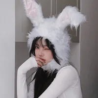 Hat with Ears Girls Women Winter Plush Rabbit Bunny Ears Hat Cute Earflap Cap Warm Head Warmer Winter Hat Girls Beanie 1