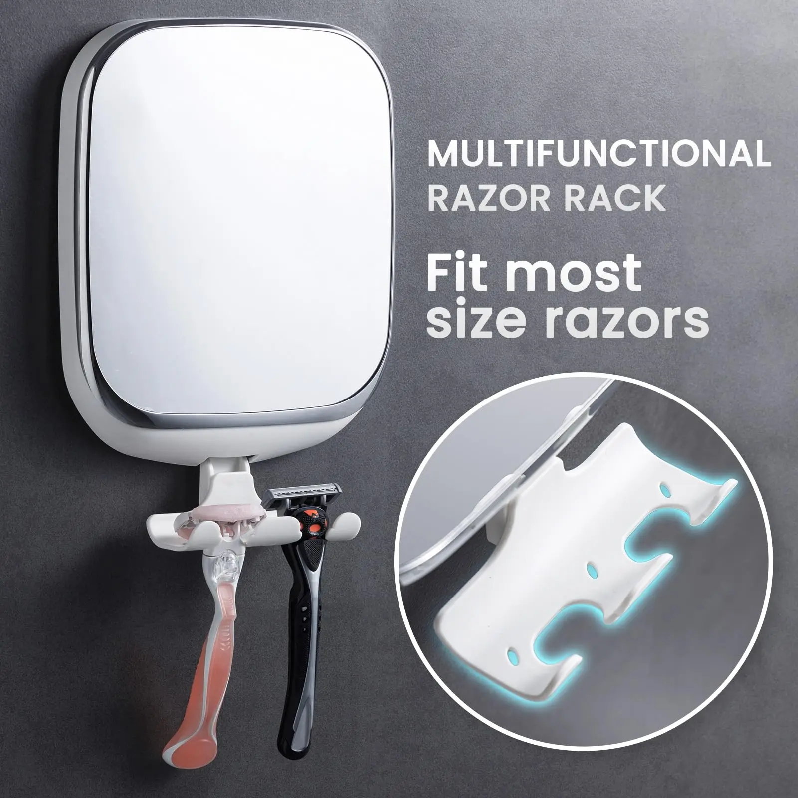 TAILI Acrylic Makeup Mirror Bath Shaving Pocket Travel Makeup Mirror Women Hand Mirror Bathroom Face Shave Shower Accessories 2
