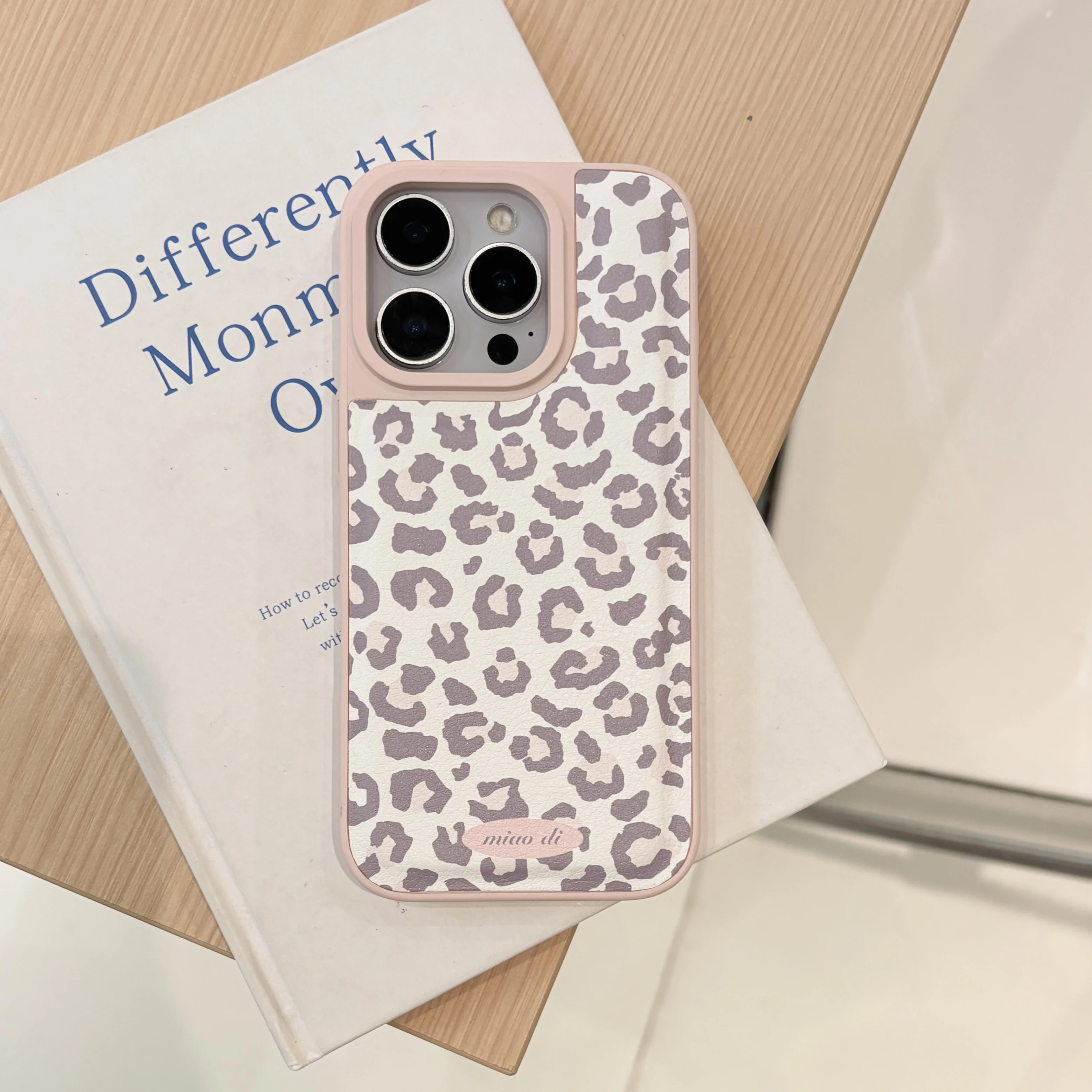 Lovely Pink Leopard Print Faux Leather Matte Protective Phone Case