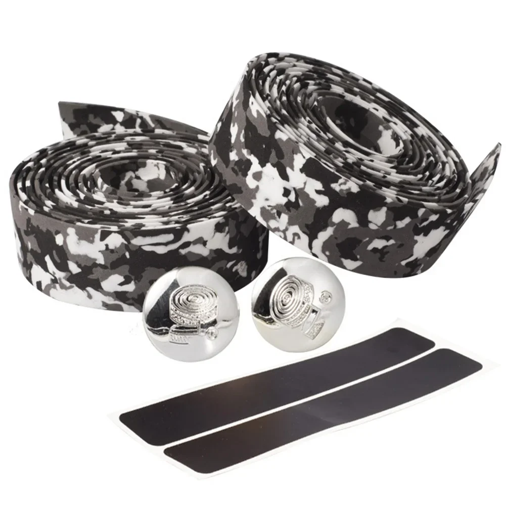 1Pc Bicycle Handlebar Tape Carbon/Camouflage Anti-Slip Damping Cycling Road Bike Handle Belt Wraps with Bar End Plugs