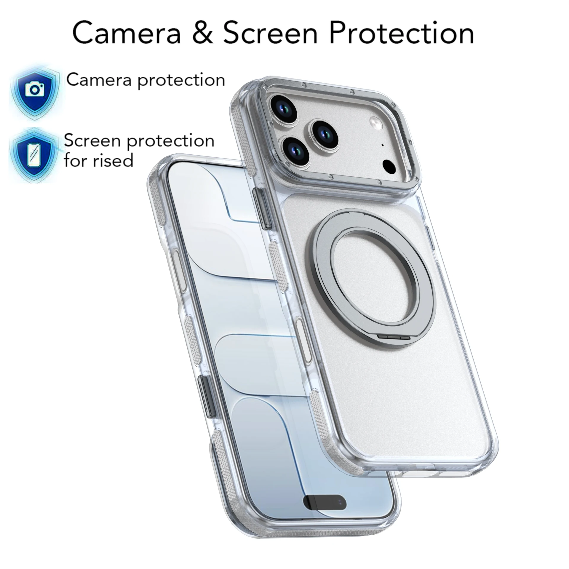 Clear Rotatable Magnetic Stand Shock-Proof Case with Full-Body Protection