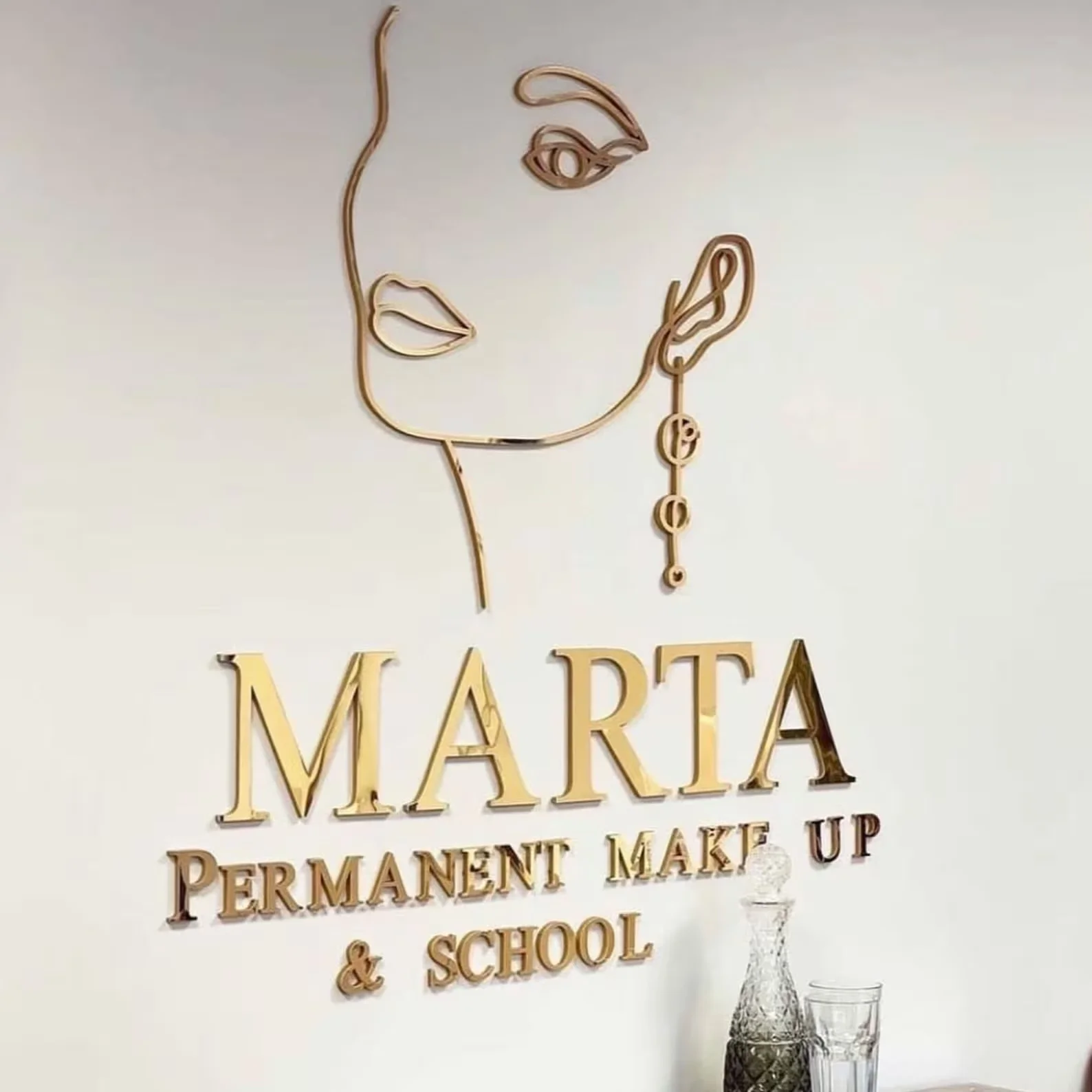 ส่วนบุคคลขนาดใหญ่ธุรกิจ Wall ป้ายกระจกอะคริลิค GOLD Wall Decor Baby Shower Nursery Decor งานแต่งงานแผ่นของขวัญ 1