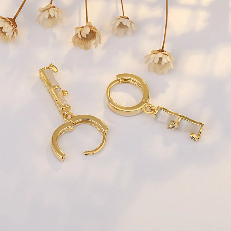 여성용 금색 대나무 모양 조각 잎사귀 금속 드롭 귀걸이, 파티 맞춤형 주얼리