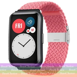 Nylon Braided Adjustable Watch Strap with Metal Connector for Huawei Fit 3 (Pink)