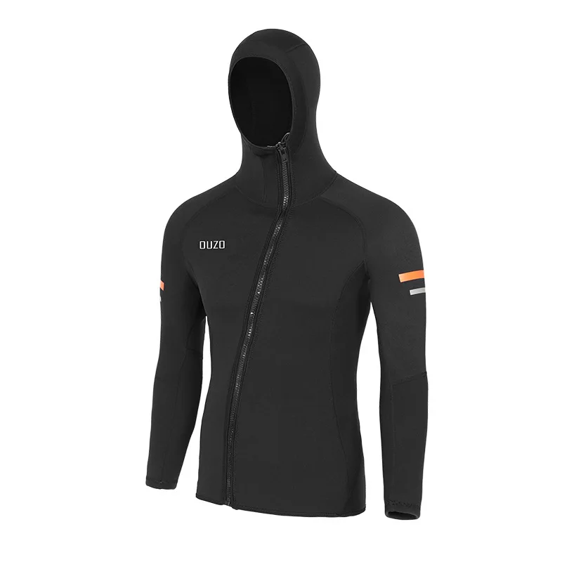 Hoodie Wetsuits Top Jacket Men 1.5mm Neoprene Long Sleeve Shirt Front Zipper Vest Wet Suit Keep Warm for Adult Diving Surf Swim