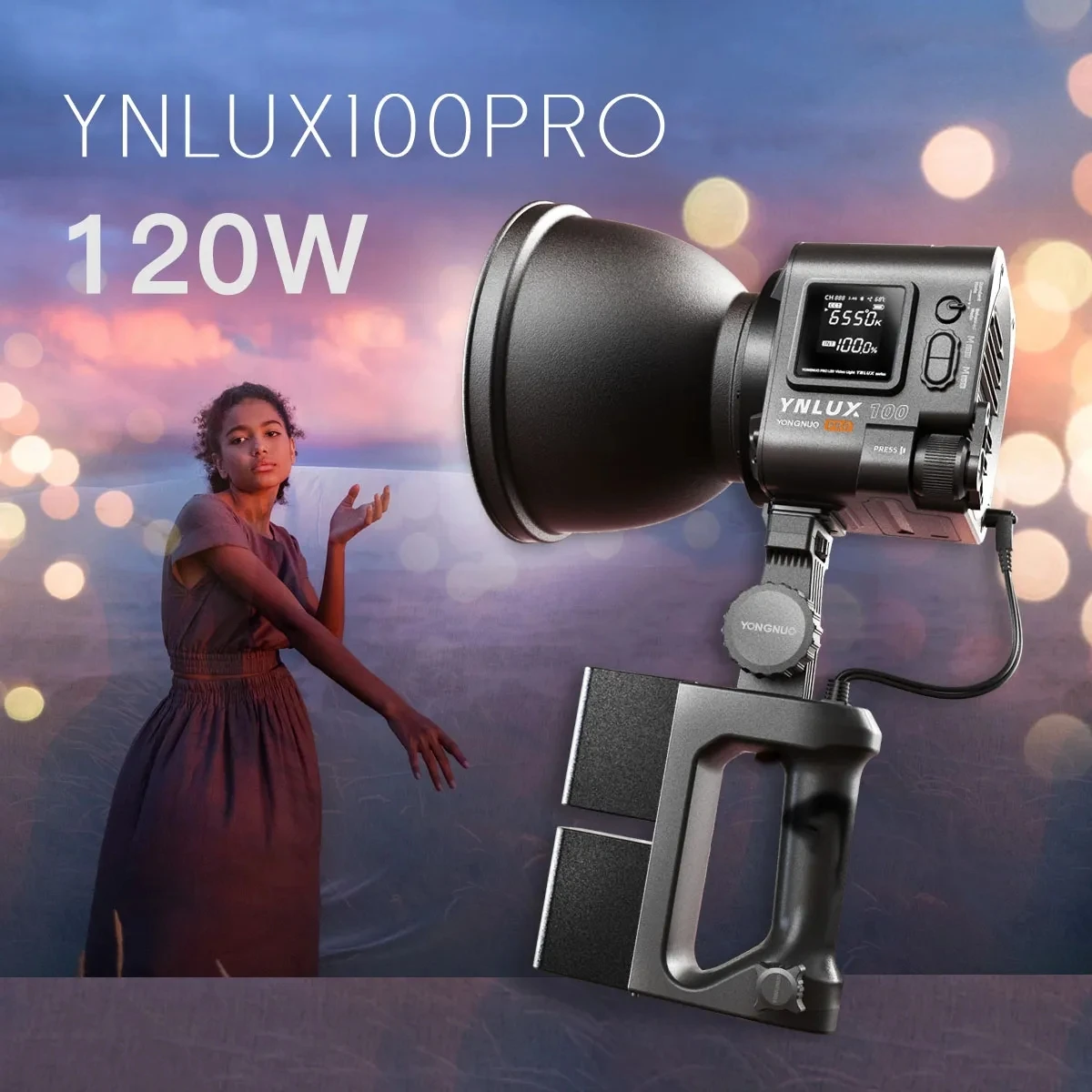 YONGNUO YNLUX100 PRO 업그레이드 120W 2700K-6500K 휴대용 야외 COB LED 경량 사진 스튜디오 틱톡