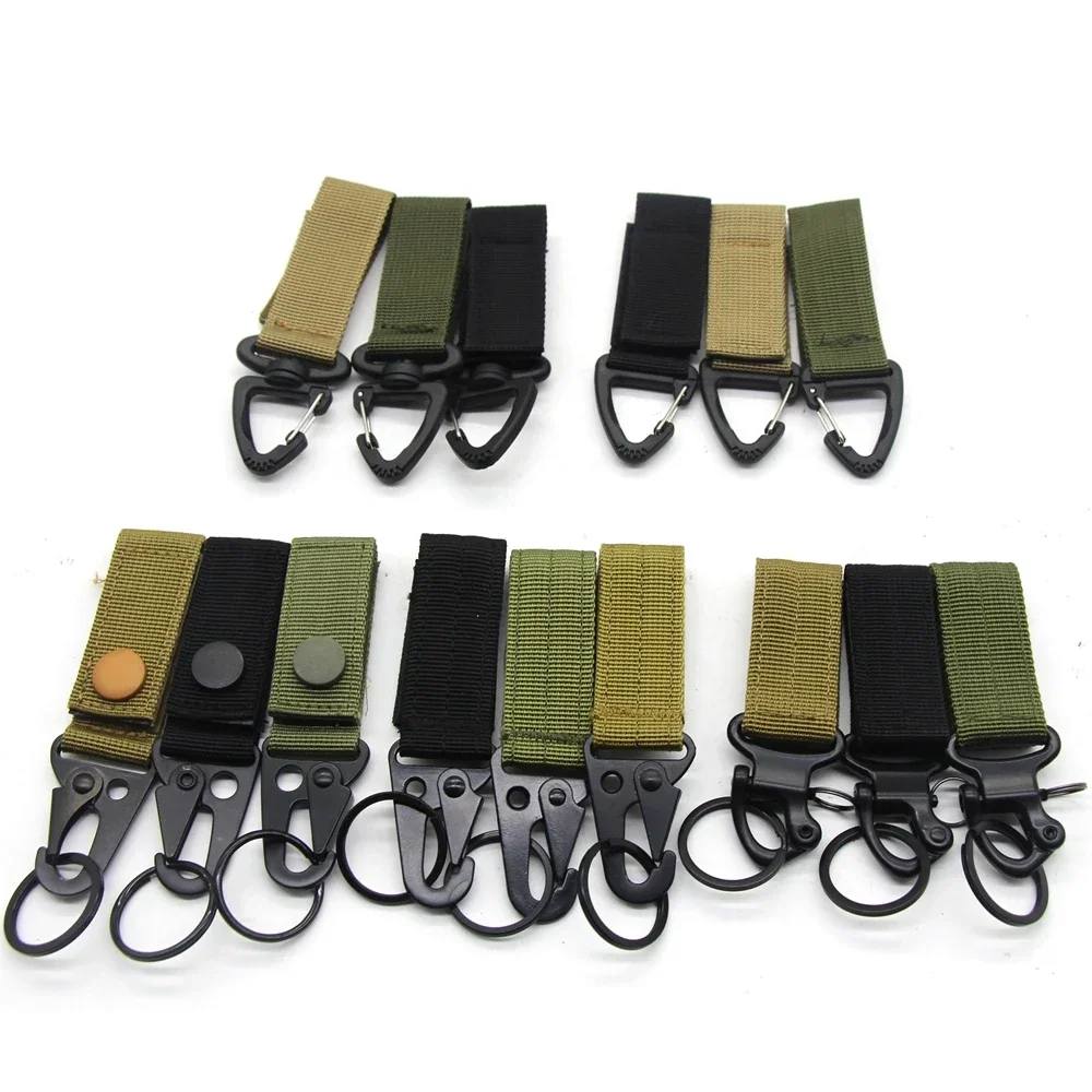 2 pieces/set Tactical Molle Keyring Gear Keychain Nylon Belt Molle Webbing Keychain Belt Bags Backpack Camping Hunting