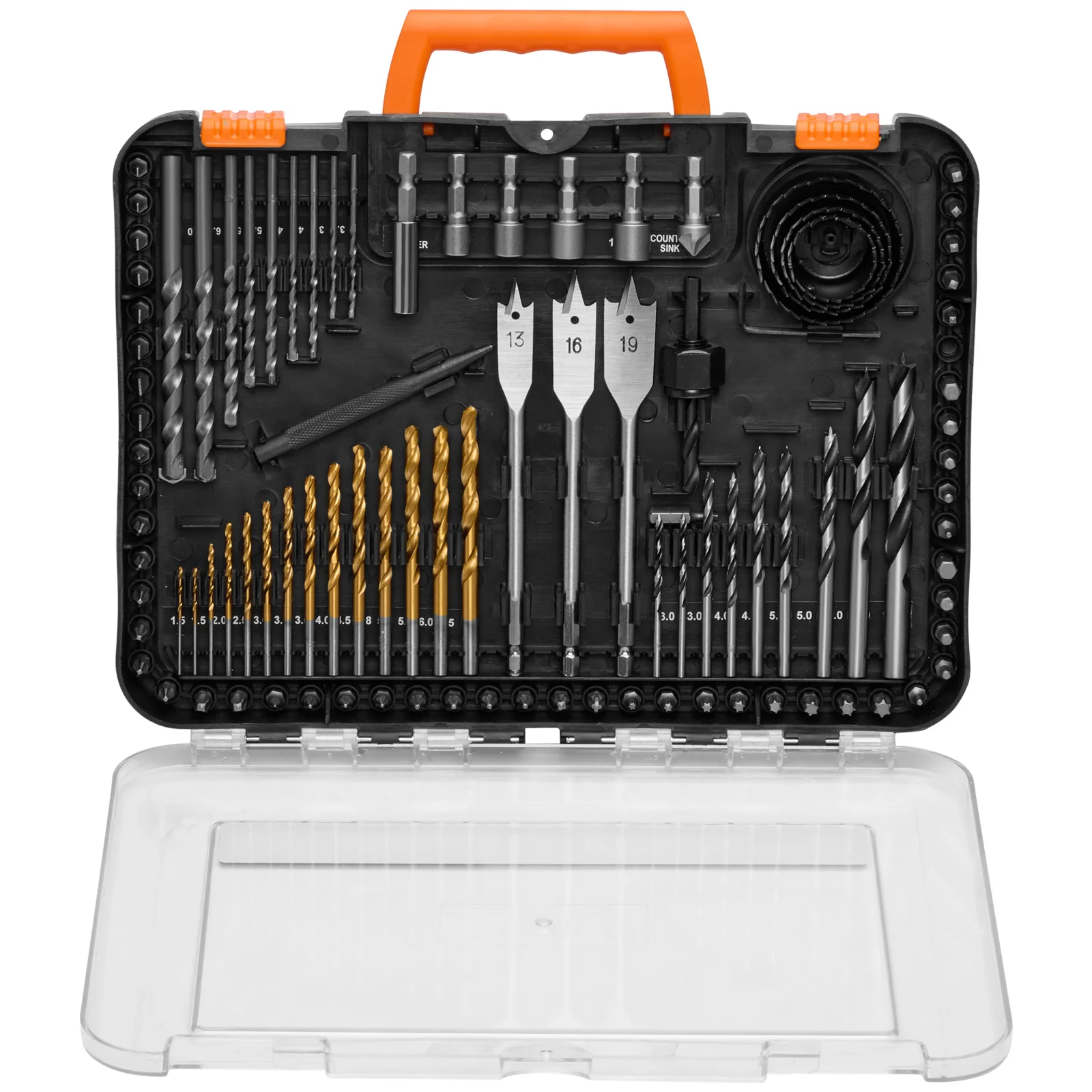 Drill Bit Set with Screwdriver Bits for Metal Wood Masonry
