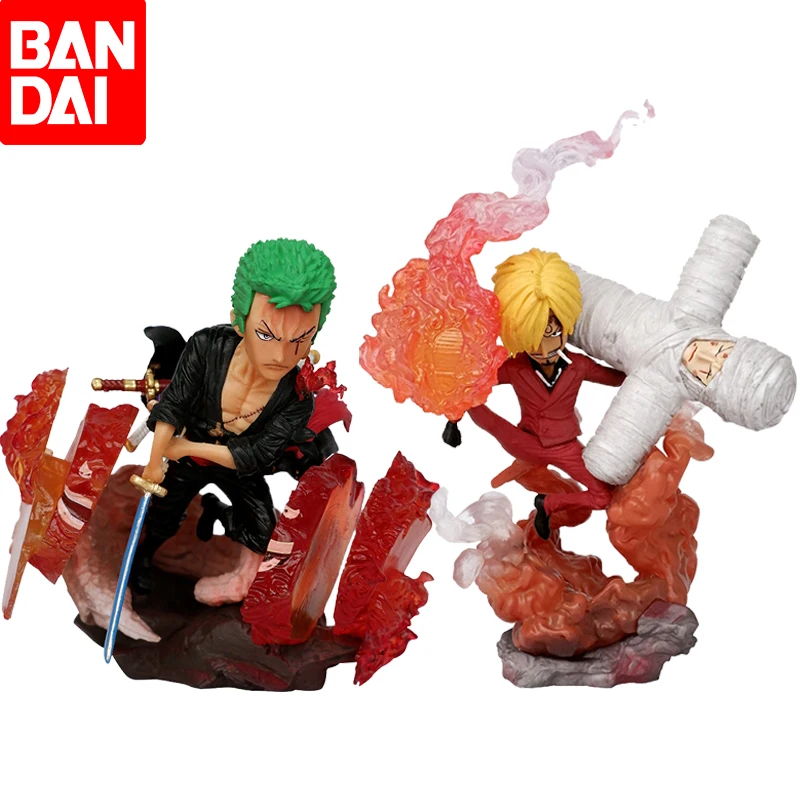 

BANDAI Anime One Piece G5 14.5CM Sanji PVS 9CM Roronoa Zoro Model Toy Action Doll Adult Series Children's Model Doll Toy