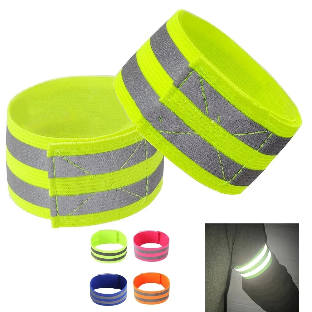 

Cycling Reflective Strips Warning Armband Reflector Wristband Bicycle Bind Strap Pants Hand Leg Sport Tape Bike Safety Alert