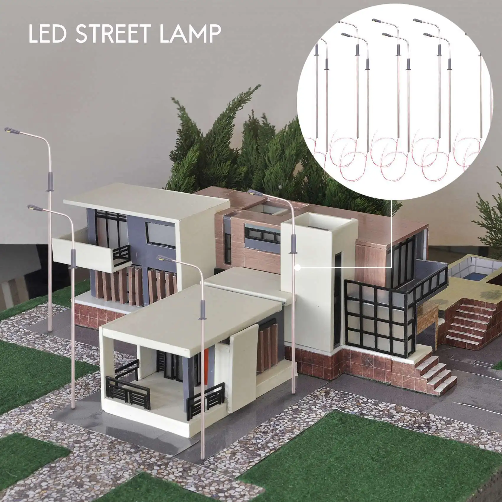 10 pcs Model LED Street Lamp Lighting Single Train Layout Landscape 1: 100 2
