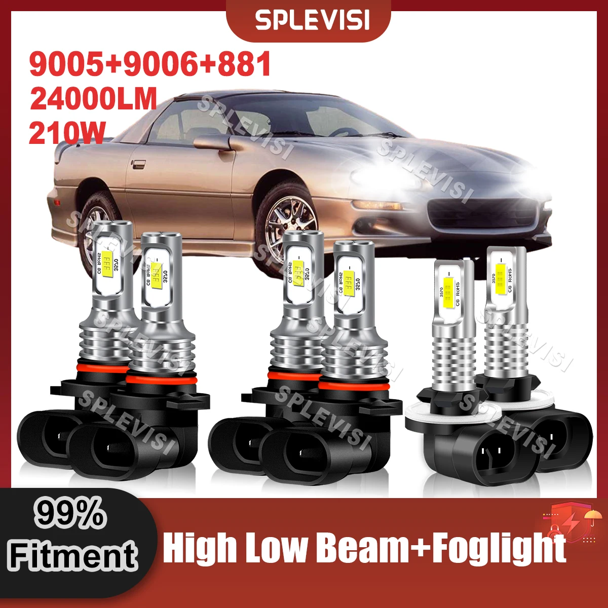 

Automobile LED Headlight Combo 9005 High Beam+9006 Low Beam+881 Foglamp Replace For Chevrolet Camaro 1998 1999 2000 2001 2002