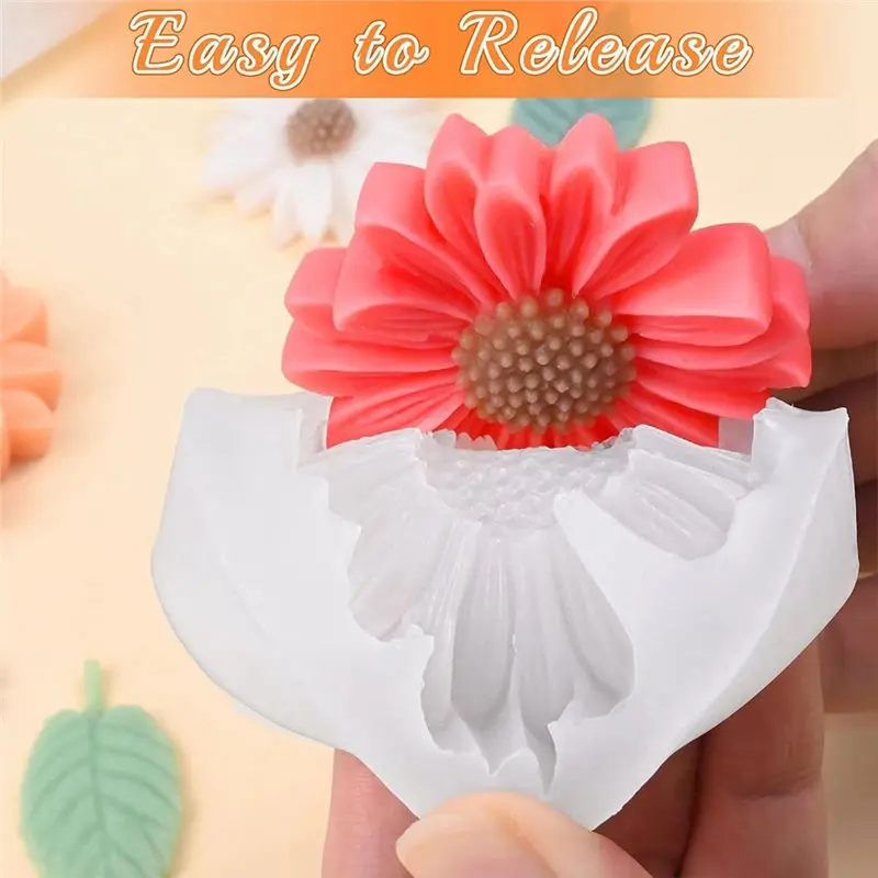 FYBL-4Pcs 3D 꽃 실리콘 몰드 세트 데이지 모란 장미 튤립 DIY 양초 비누 에폭시 렐리스 공예 선물용