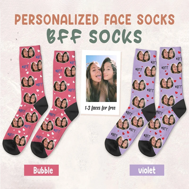 Personal Customized Avatar Printed Socks for Men Women Fashion Funny Cotton Long Socks for Children DIY Design Compression Socks