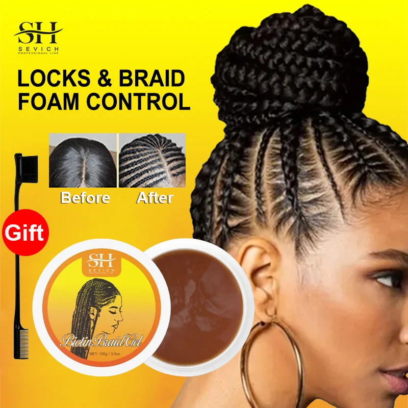 100g Hair Braiding Gel Styling Waxes Cream Edges Braid Wax Twist Strong Hold Pomade Anti-Frizz Hair Care Dreadlocks Styling Wax 6
