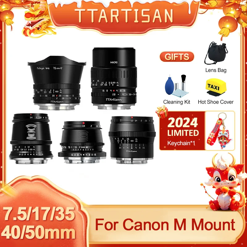 Ttartisan 7.5Mm F2 17Mm F1.4 35Mm F1.4 40Mm F2.8 50Mm F1.2 Aps-C Messa A Fuoco Manuale Lenti Ad Ampia Apertura Per Canon M Eos M