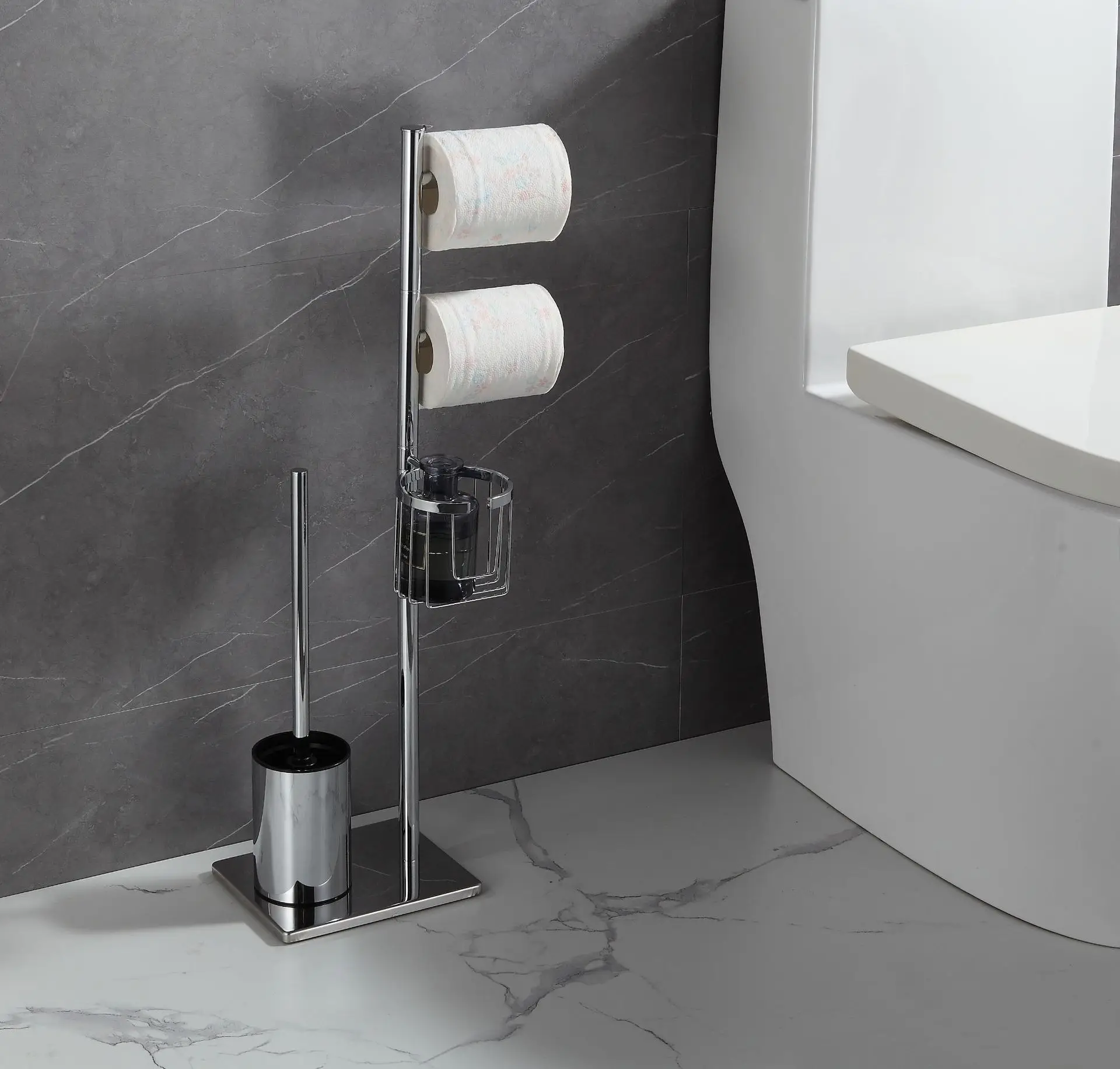 Toilet brush Floor paper towel holder Household bathroom waterproof toilet paper roll vertical integrated storage rack toilet brush set,toilet brush holder