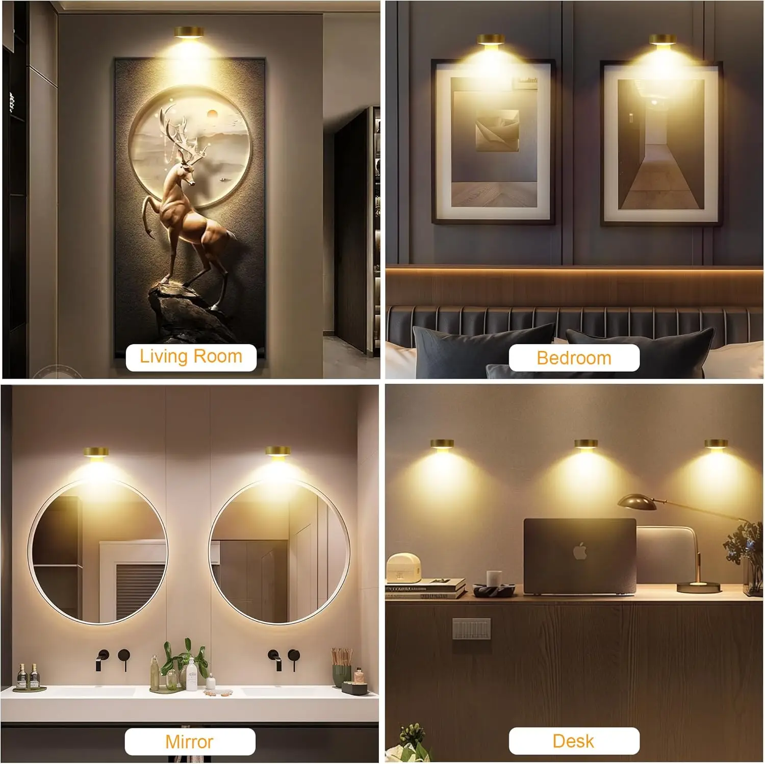 Picture Lights for Wall Rechargeable Magnetic Poster Lights Remote Dimmable Timer Painting Light Wall Decor