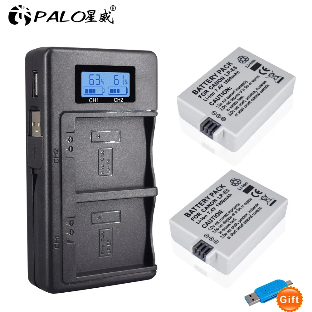 DSTE 2pcs LP-E5 Li-ion Batterie compatibles avec Canon EOS 450D, EOS