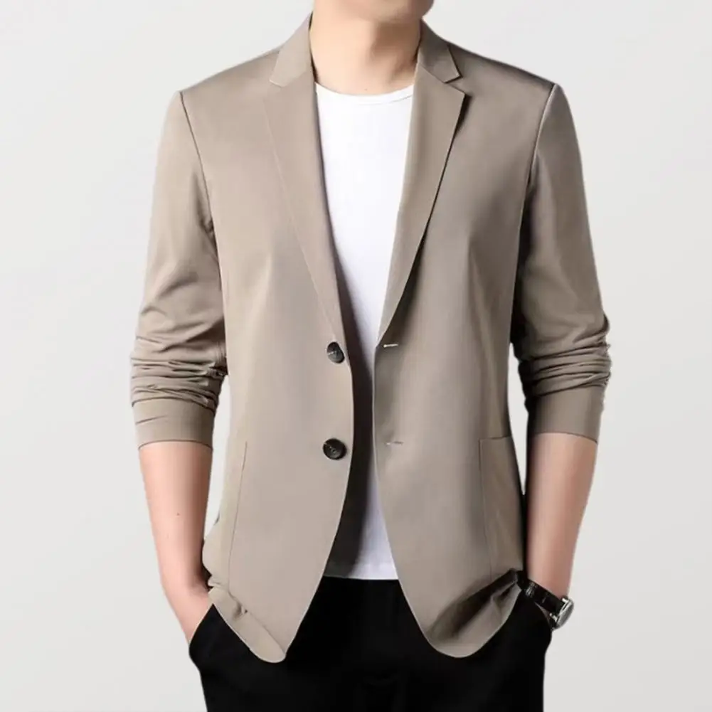 깔끔한 어깨 라인 세트 코트, 비즈니스 포멀 세트 코트, 라펠 긴팔 싱글 브레스트 재킷, 포켓 프리미엄