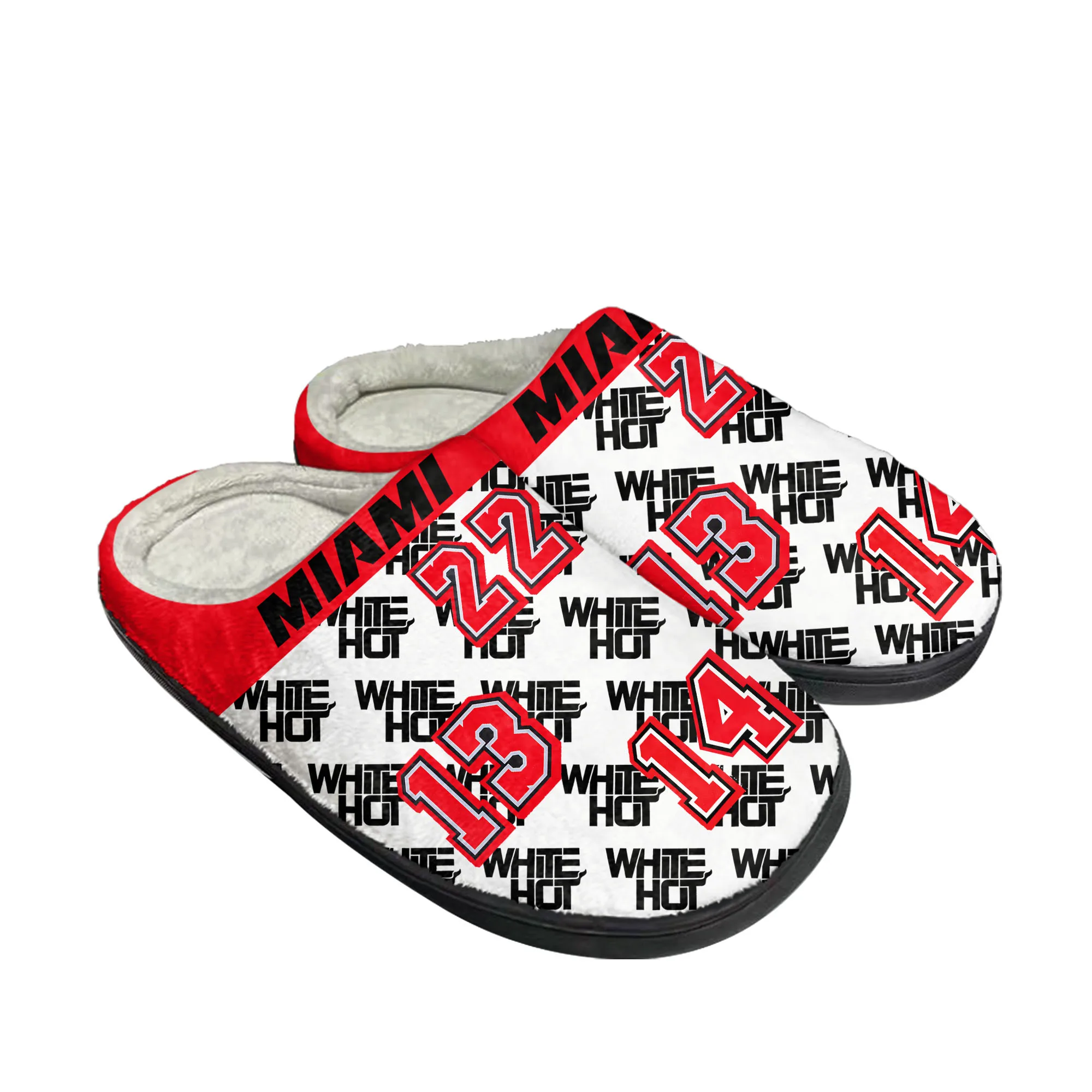 

Miami Number 22 14 13 White Hot Home Cotton Slippers Mens Womens Plush Bedroom Casual Keep Warm Shoes Indoor Customized Shoe