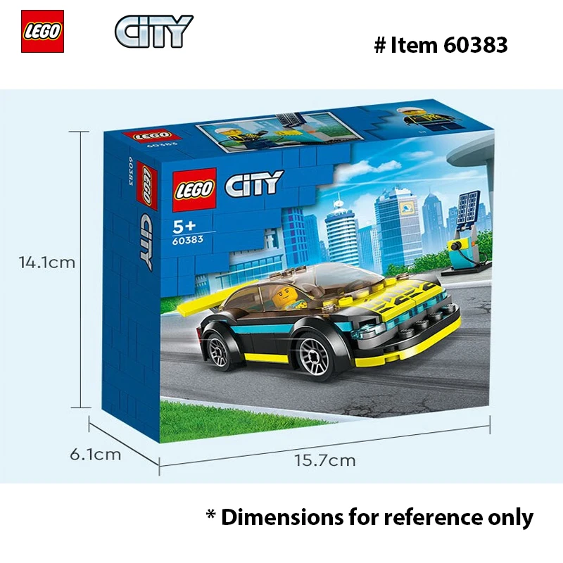 מכונית ספורט חשמלית LEGO 60383 City, קוביות צעצוע, מתנה, מכונית רייסינג, יצירת עיר, ילדים, בנות, גיל 5 ומעלה