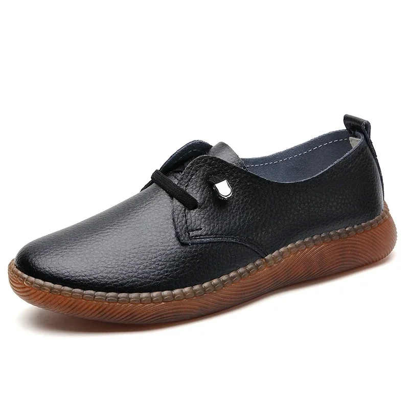 Genuine leather bean shoes for women in spring  new soft soled small white shoes, non-slip casual small leather shoes 6