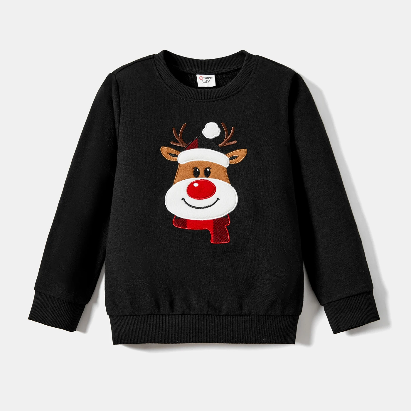 Camisetas de manga larga con parches de renos de dibujos animados a juego para la familia navideña de PatPat