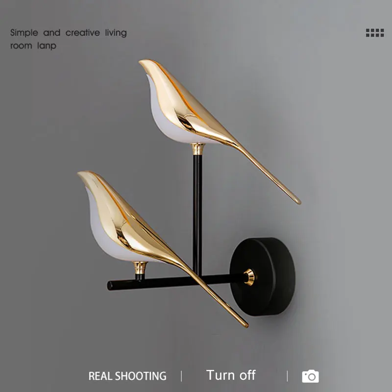 Nordic LED Golden Bird Wall Lamp Parlor Bar Bedside Hanging Light Novelty Rotatable Wall Lamp Bedroom Bedside Indoor Sconce 6
