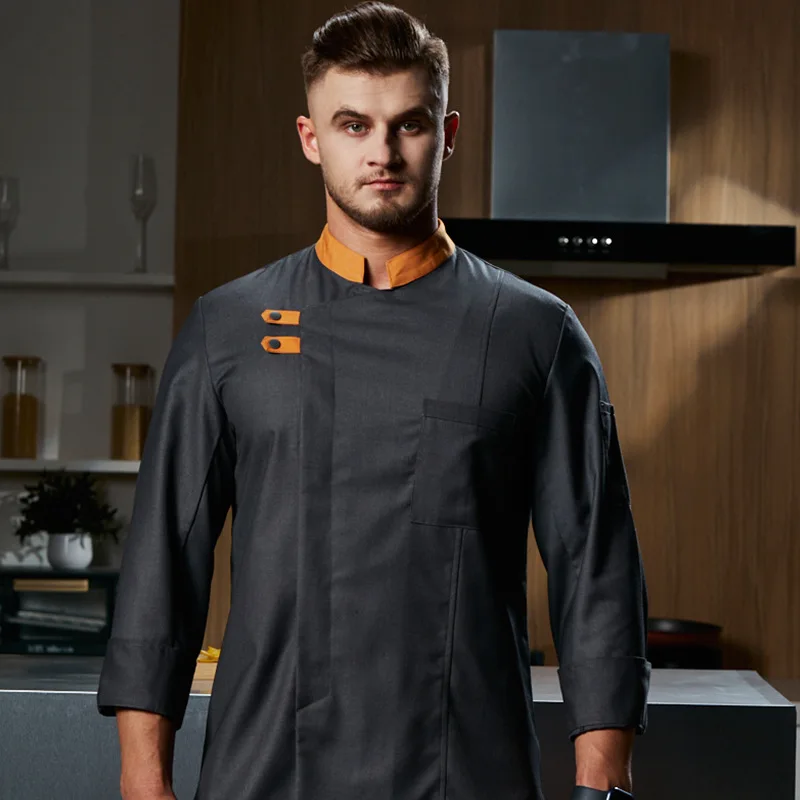 

Long-sleeved Chef Coat Kitchen Cook Workwear with for Restaurant Hotel Bartender Executive Chef Uniform