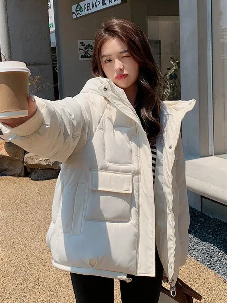 

Winter Jacket Coats Thick Down Cotton Padded Parka Short Coat Female Casual Hooded Parka Woman Warm