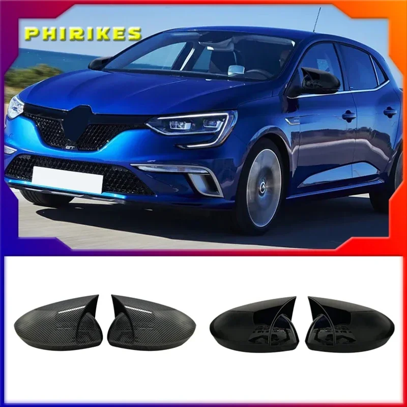 

New Bat Style High Quality Abs Plastic 2 Pieces Mirror Covers Caps RearView Case Gloss Black For Renault Megane 4 2016 - 2019