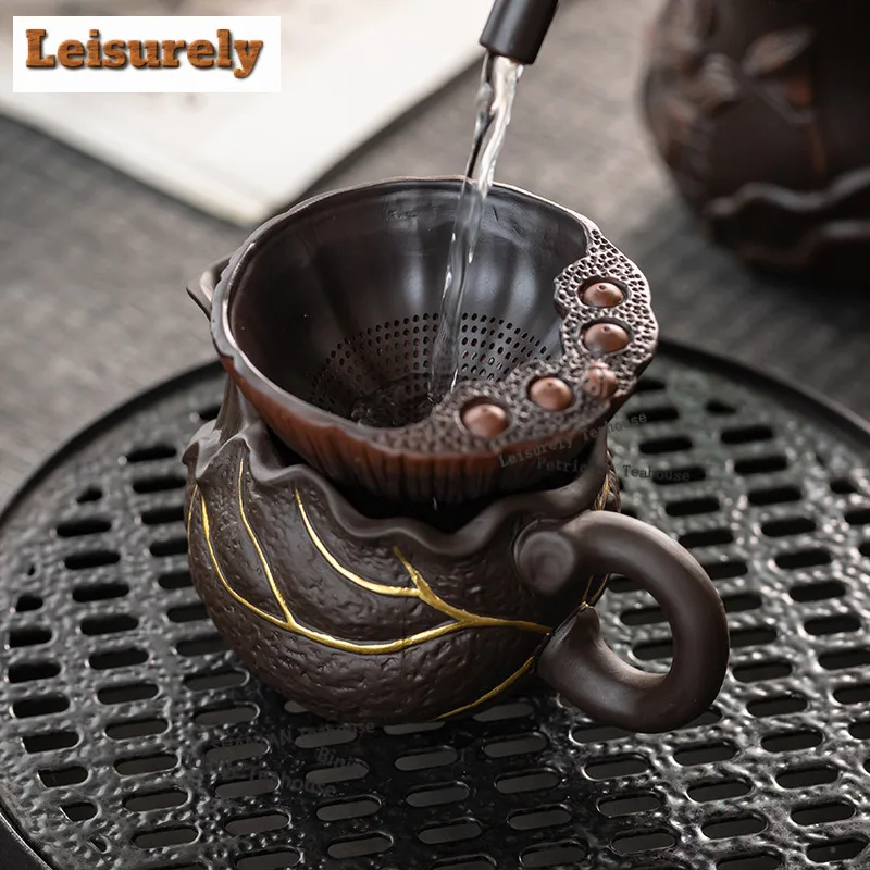 Creative Purple Clay Tea Strainer Filter Household Leaf Full Ceramic Hole Sea Gongdao Cup Set Acce Tea Ceremony Accessories Gift