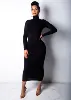 spring Longuette long-sleeved Elastic force Slim High collar slim long dress 1
