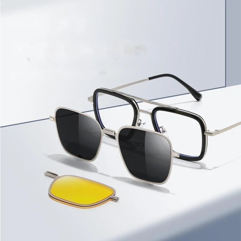 Metall-Brille mit Blaulichtfilter und Magnetclip-On Polarisierte Sonnenbrille für Herren 2026 Neuer Stil 3-in-1 Sonnenbrillenrahmen UV400